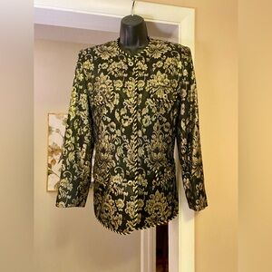 Vtg Evan Picone Lord & Taylor BLACK & GOLD  Jacquard Brocade BLAZER Jacket Sz 8